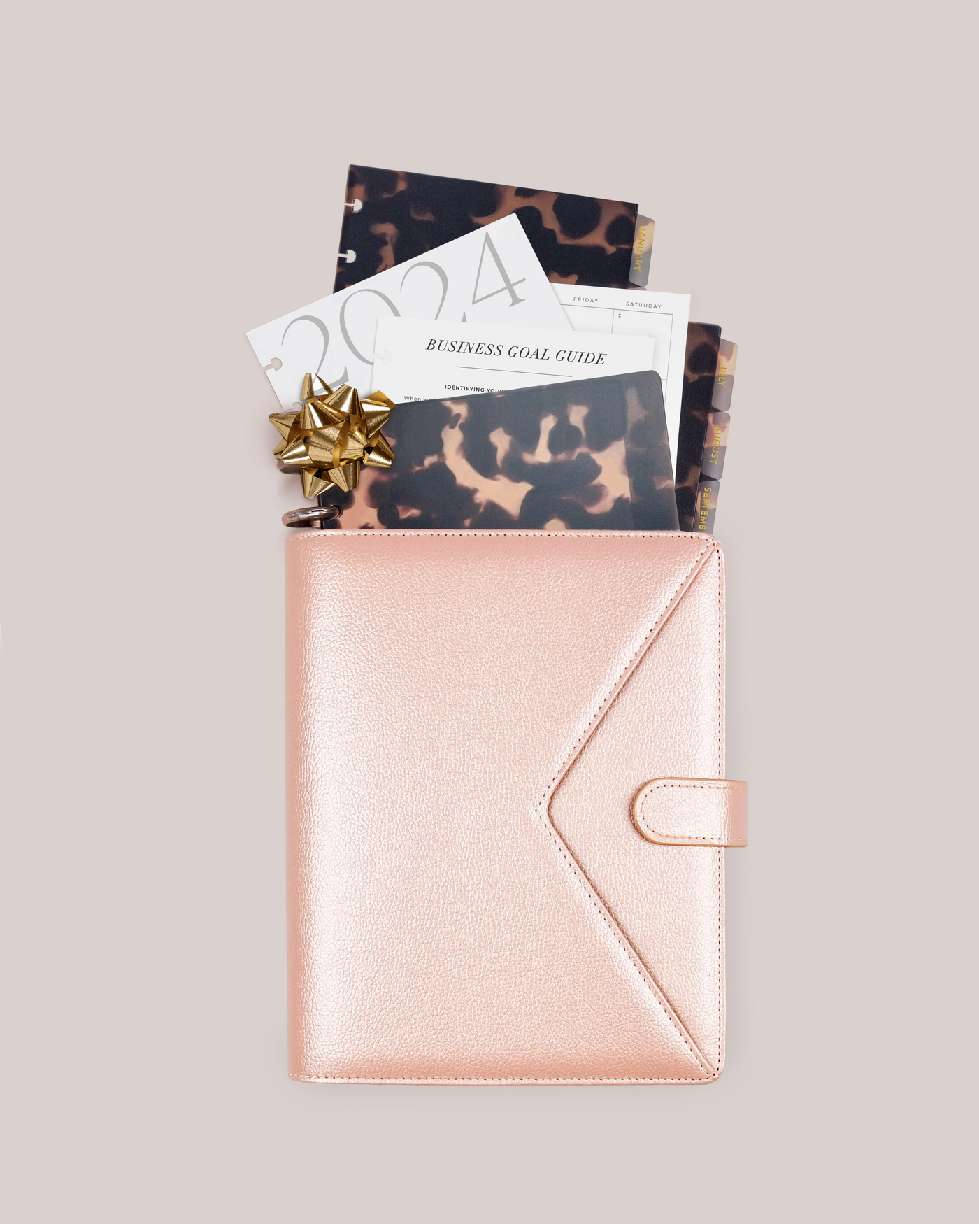 Deluxe Business Bundle in Champagne Rose Gold – 2024 Annual Business Goal Planner