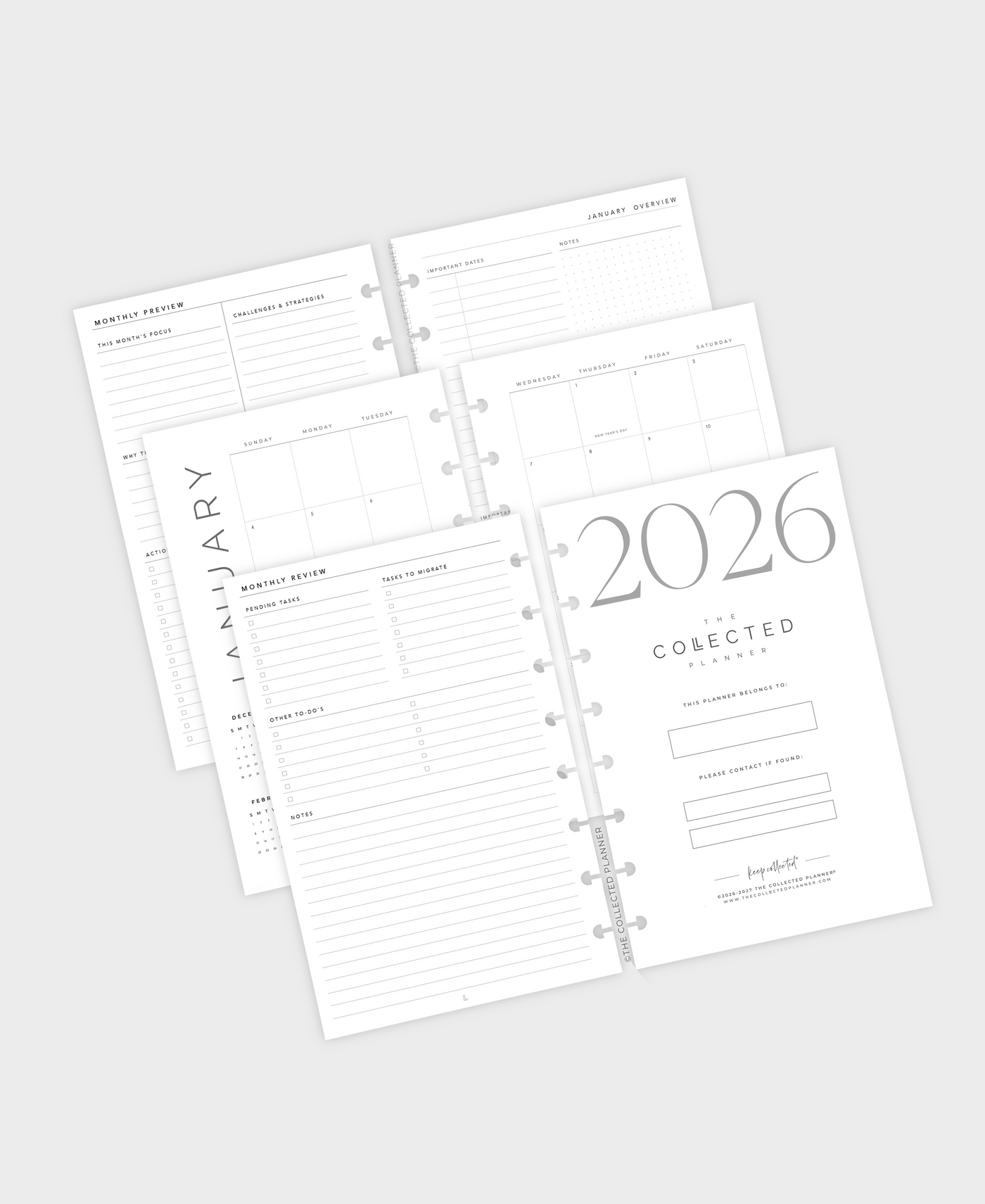 Half-Letter Discbound | 2026 Annual Dated Planner Inserts