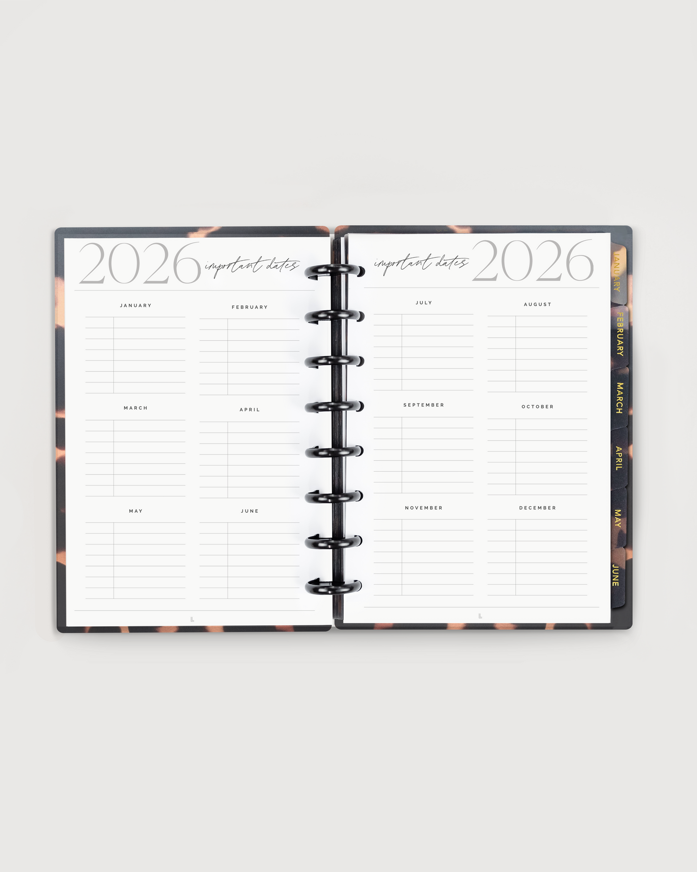 Planner with 2026 calendar on a white background