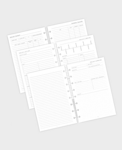 Project Planning Inserts disc bound planner