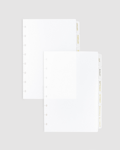 Monthly Gold foiled translucent frosted white divider set